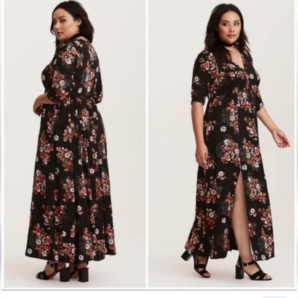 Torrid Black Floral Maxi Dress